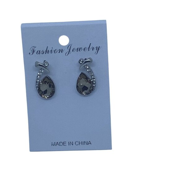 Smoky Topaz Colored Swarovski Crystal Element Women's Drop Earrings Rhinestone - Picture 4 of 7